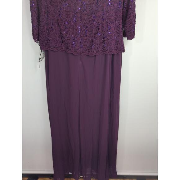Alex Evenings Deep Plum One Piece Gown Womens 16W NWT Formal Wedding Holidays - Picture 9 of 13